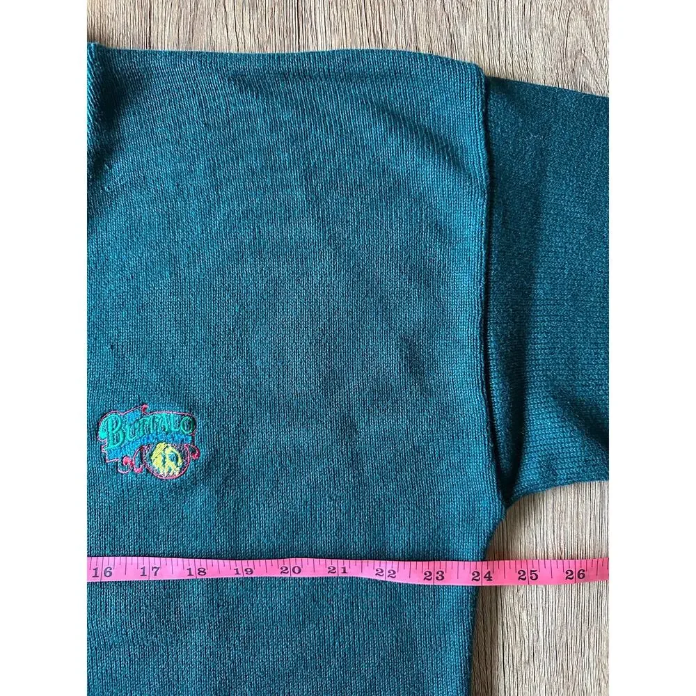 Andrew Rohan Vtg Green V Neck Sweater Size Large